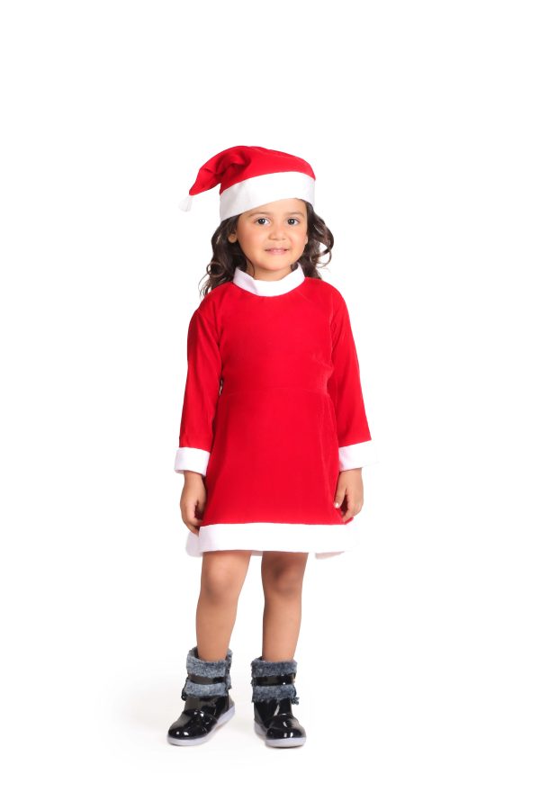 Santa Costume For Girls – Mrs Girls Santa Costume With Santa Cap - Image 3
