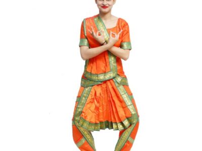 Bharatnatyam Costume – Orange and Green