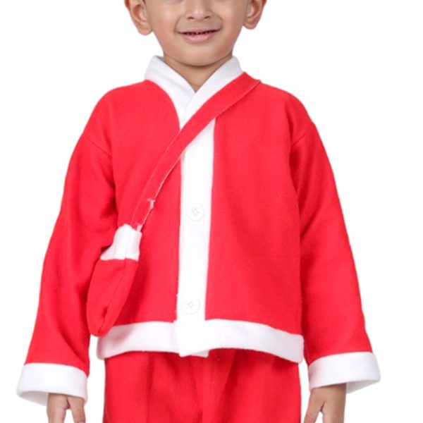 Santa Costume Outfit for Kids With Jacket Pant Santa Cap Gift Pouch Belt & Specs,Red - Image 2