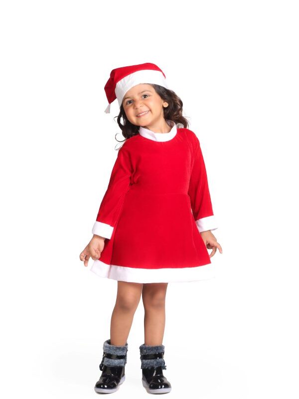 Santa Costume For Girls – Mrs Girls Santa Costume With Santa Cap