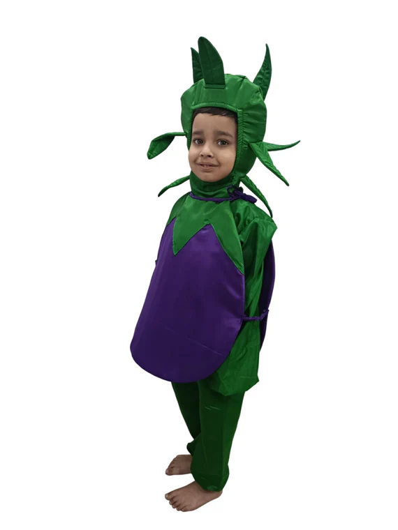 Zoom BookMyCostume Brinjal Eggplant Baingan Vegetable Kids Fancy Dress Costume - Image 2
