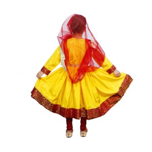 Kathak Dress – Yellow & Maroon Anarkali Dress - Image 3