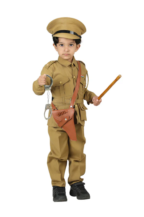 Indian Police Commissioner Profession Community Helper Kids Fancy Dress Costume