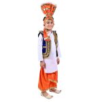 Punjabi Folk Dress in Saffron For Boys – Kids Fancy Dress