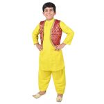 Kashmiri Dress Costume For Boys -Indian State & Folk Dance Pathani Suit Set for Kids - Image 3