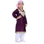 Kashmiri Traditional Costume Dress For Girls Indian States & Folk dance Dresses For Kids – Maroon and White Suit - Image 3