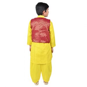 Kashmiri Dress Costume For Boys -Indian State & Folk Dance Pathani Suit Set for Kids - Image 4