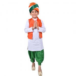 Tricolor Dress For Republic Day/ Independence Day – Tricolour Costume Kurta Jacket Set for Kids - Image 2