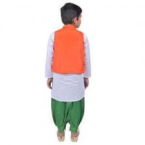 Tricolor Dress For Republic Day/ Independence Day – Tricolour Costume Kurta Jacket Set for Kids - Image 4